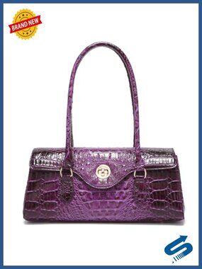 Crocodile Pattern Faux Leather Satchel Tote Handbag